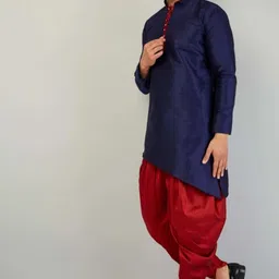 haroon Men Art Silk Kurta Dhoti Set image 5