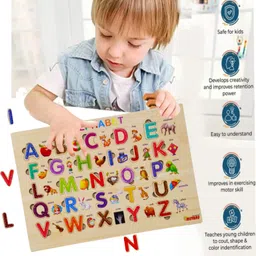 parteet Premium Quality Wooden ABC Upper Case Alphabet Puzzle for Kids image 5