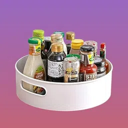 vzaynxe Plastic full rotation Revolving Holder Container – Apartment & Cookhouse Storage Basket image 1