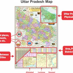 line2line India, World and Uttar Pradesh Map. Size : 100x70 Centimeter (40"x28" inch). With Important Fact and Figure. Ideal Map For Aspirant of UPSC , PCS , SSC , RAILWAY Exam and Other Competitive Exam. Updated Map. Paper Print-picture-46