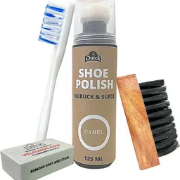 Quick Nubuck Suede Shoe Polish and Shoe Care Kit | Instant Clean Dirt & Stain | Color - Camel | Shoe Care Kit-picture-24