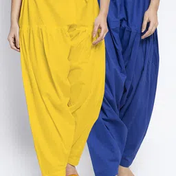 GRACIT Women Pack Of 2 Blue & Yellow Solid Loose Fit Cotton Salwars-picture-34