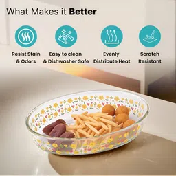 The Better Home Printed Transparent Glass Oval Bakeware image 2