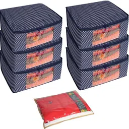 Love Store Combo 6 Cotton Quilted 3 Layer Foldable 1 Single Saree Covers Non Woven Cotton Laundry Bag-picture-30