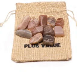 plus value Moonstone Tumbled Pebbles Stone 100gm Jute Bag Regular Asymmetrical Crystal Pebbles-picture-11