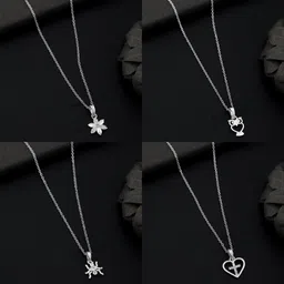 combo pendant for girls Silver, Rhodium Diamond Silver, Alloy Pendant-image-3