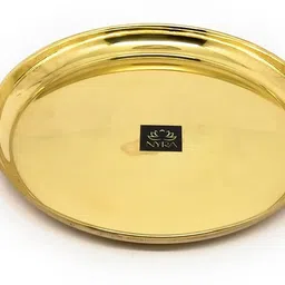nyra Semi- Handmade Brass (Peetal) Small Plate for Pooja Quarter Plate-picture-36
