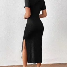 western darji Women Bodycon Black Midi/Calf Length Dress image 2
