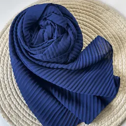 Solid Georgette Women Dark Blue Fancy Scarf, Stole, Scarf-image-2