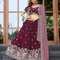 Embroidered Semi Stitched Lehenga Choli-image-7
