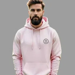 ecorunner Men Solid Hooded Neck Pink Sweater image 1