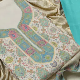 ejs Unstitched Wool Salwar Suit Material Floral Print image 5