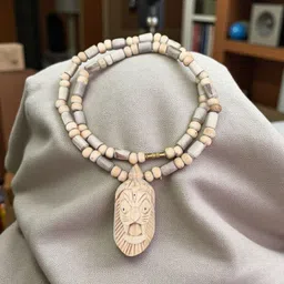 basukiya Narsimha Hand Made Locket Tulsi Mala For Men And Women Wood Pendant image 1