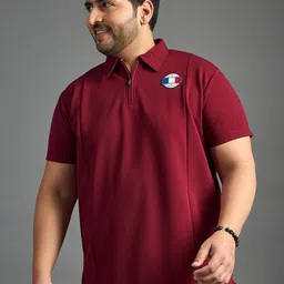 Men Solid Polo Neck Polyester Maroon T-Shirt-image-16