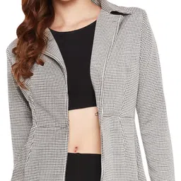 Women Checkered Single Breasted Formal Blazer-image-21
