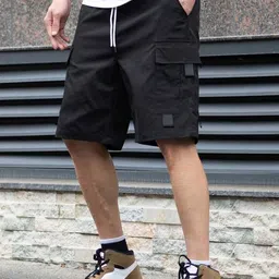 torontocn Solid Men Black Cargo Shorts image 1