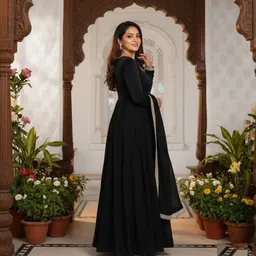 menaka Solid Tussar Silk Stitched Anarkali Gown image 2