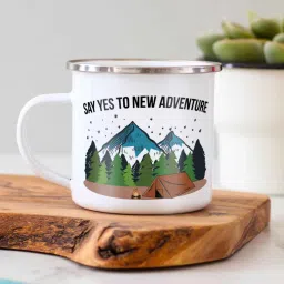 gathari Wanderlust Enamel Printed White 350ml Stainless Steel Coffee Mug image 2