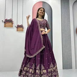 ethnicset Embroidered Semi Stitched Lehenga Choli-picture-17