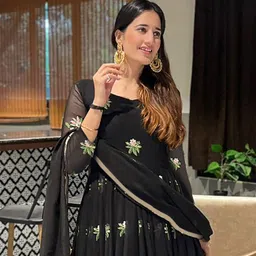 kedar fab Embroidered Georgette Stitched Anarkali Gown image 2