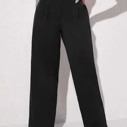 next one Women Loose Fit Black Lycra Blend Trousers-picture-25
