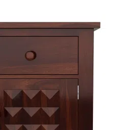 woodenmood Diamond Solid Wood Bedside Table in Teak Finish image 8