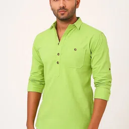 manchester & co Pack of 2 Men Solid Pure Cotton Straight Kurta image 2