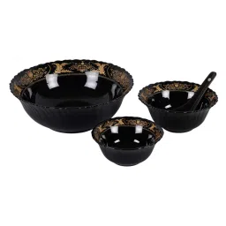ceradeco 33 Pcs Printed Black Opalware Glossy Printed Dinner Set image 4