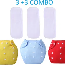 zenaura Washable & Waterproof Nappy 3+3 Inserts Combo Size Adjustable For 0-30 Months.-picture-13