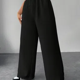 dockstreet Women Solid Black Track Pants image 1