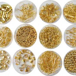 estore Gold Golden Color Jewellery Making kit Material, Fitting kit Includes Lobster Claps, Jump Ring, keel, kunda, Earring, Necklace end Locking, chhalle,Ring, etc-picture-28