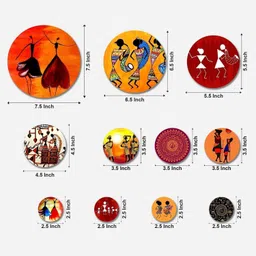 sndart Set Of 11 Modern Art Round Self Adhesive Wall Paintings Pack of 11 image 2