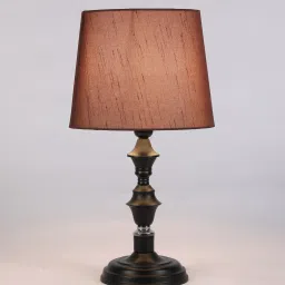 Bronze Fabric Shade Table Lamp with Black Base by Foziq image 3