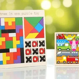 Kids Educational Wooden Puzzle Combo | 3 in 1 Learning & Vehicle Puzzle X202-image-92