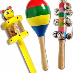 crafthub Colorful Wooden Baby Rattle Musical Infant Toys - Pack of 3-picture-10