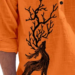 kavyangle creation Men Animal Print Cotton Blend Straight Kurta image 3