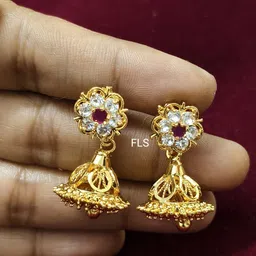 renus fashion MRedFlower Jhumka_103 Copper Jhumki Earring-picture-19