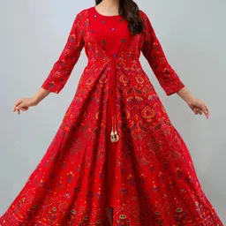 ftdiva Embroidered Viscose Rayon Stitched Anarkali Gown-picture-38