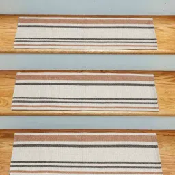 art india Brown Striped Cotton 28x8 Inches Antiskid Stair Mats (Pack of 3)-picture-24