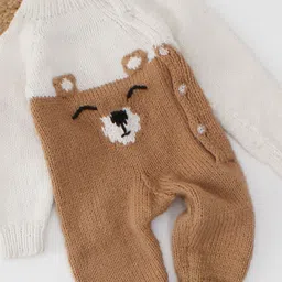 Woonie Infant Boys Handknitted Bear Designed Acrylic Rompers image 4