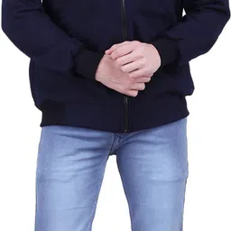 riverhill Men Solid Hooded Neck Dark Blue Sweater image 5