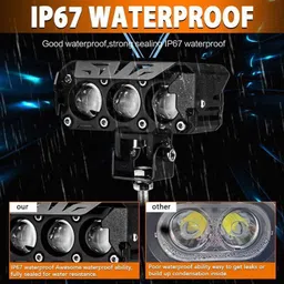 zulustyl Universal 3-Lens LED Fog Lights Yellow/White Color Fog Lamp Motorbike, Car, Truck, Van LED (12 V, 60 W) image 3