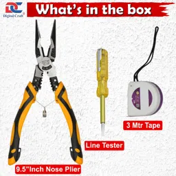 digital craft Nose Plier 9.5 Inch,Tape 3Mtr,Line Tester Needle Nose Plier image 5