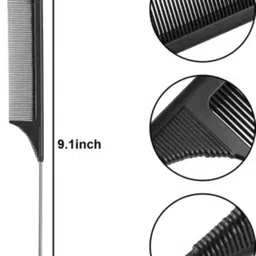 feelhigh 3 tail Combs with Stainless Steel Pintail (Black) image 2