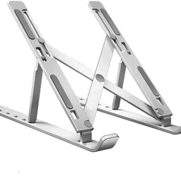 FIVANIO Laptop Stand for Table .Laptop, Computer, Tablet Riser Adjustable Aluminum Laptop Stand Riser Tablet 6 Angle Adjustable Ergonomic Foldable Portable Desktop Aluminium Floor and Desk Stand Laptop Stand with Adjustable Height Compatible with Universal Laptops-image-64