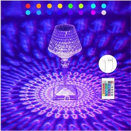 tru toys Crystal Table Lamp 16 RGB Color Changing LED Rechargeable Remote/Touch Control Night Lamp-picture-36