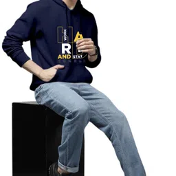 woostro Men Full Sleeve Printed Hooded Sweatshirt image 3