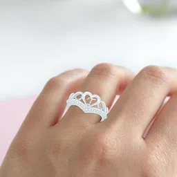 heer collection Heart Alphabet 'T' Valentine Ring Promise Propose Engagement Wedding Anniversary Brass, Stainless Steel, Copper, Alloy Cubic Zirconia Silver Plated Ring image 3