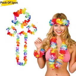 orama Hawaiian Party Decor Set | Luau Theme Garland, Necklace, Headband & Bracelets-picture-20