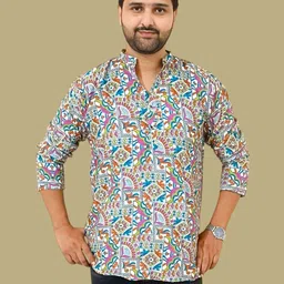 kiez fashion Men Striped Cotton Blend A-line Kurta-picture-13
